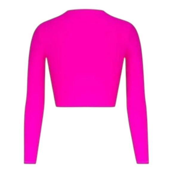 Skims Fits Everybody Cut Out Fuchsia/Barbie Pink Long Sleeve Crop Top/Shirt |NEW - Picture 3 of 11